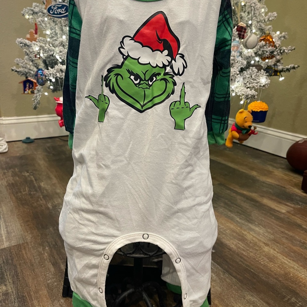 Green and White Grinch Kids Bodysuit